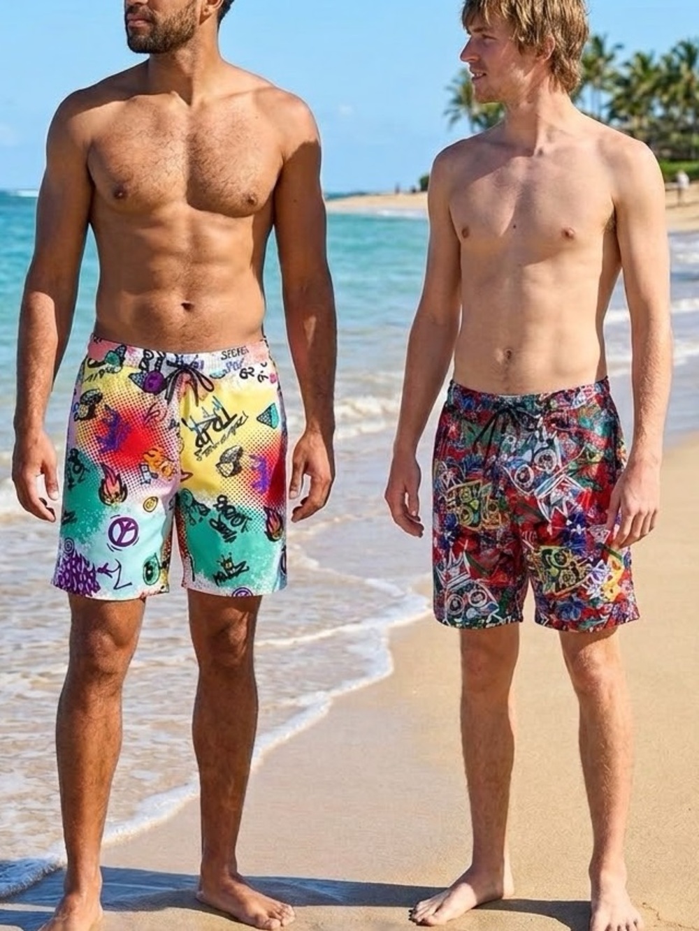 2 Pairs Drill Clothing Company Multicolor Knit Board
Shorts Swim Trunks in Small